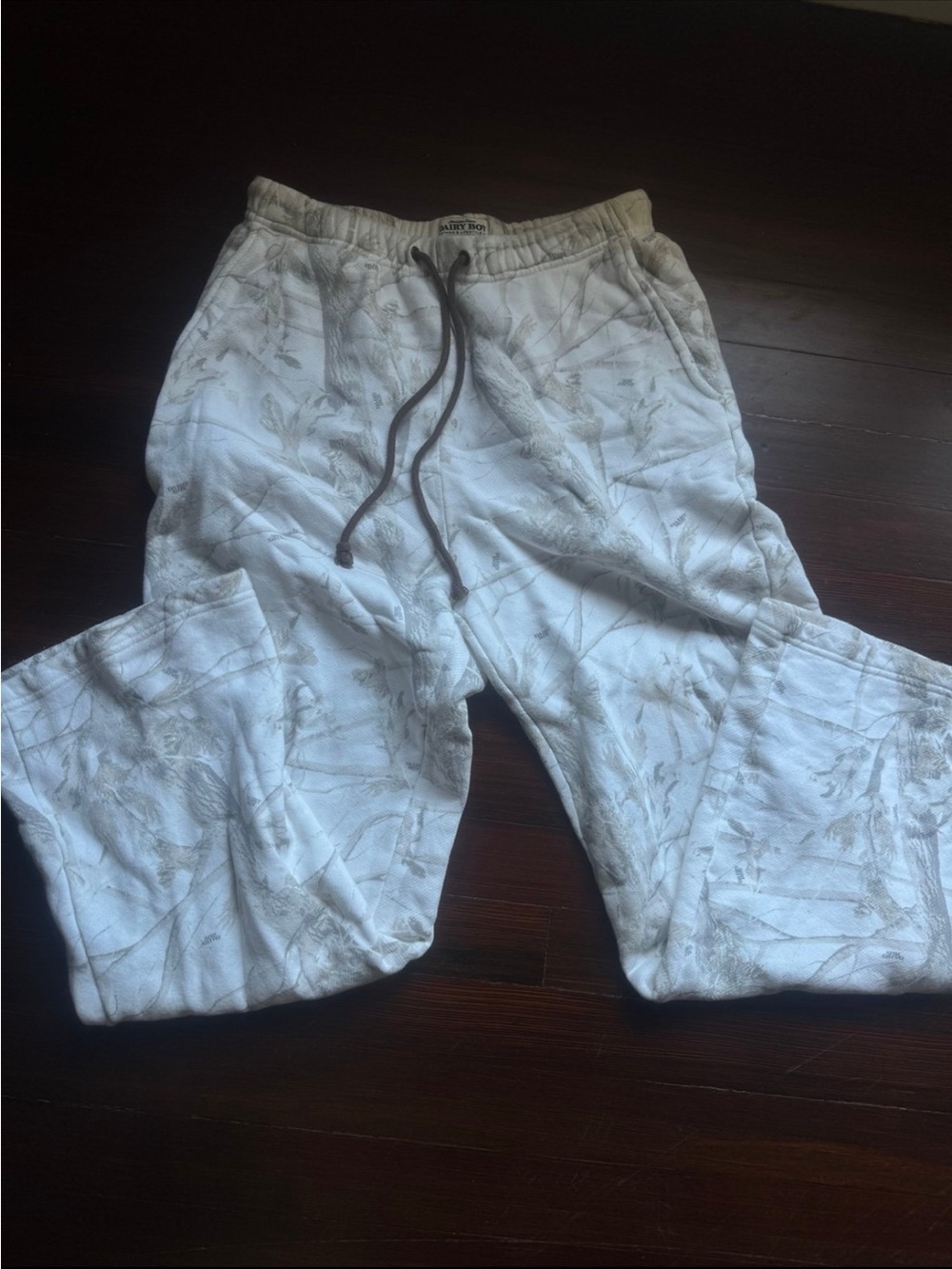 DAIRY BOY Sweatpants Woodland Camo Print Drawstring Waist Size m